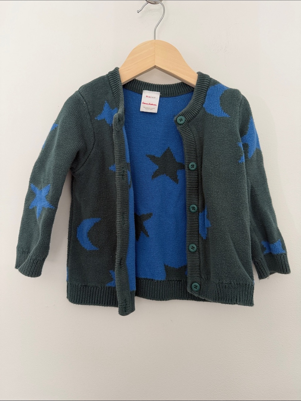 Hannah Anderson Kids Star & Moon 100% Organic Cotton Knit Cardigan Size 2T
